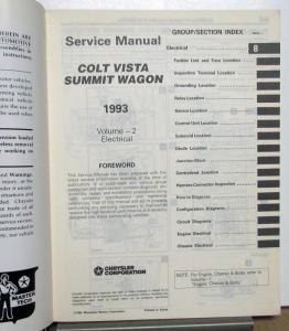 1993 Dodge Colt Vista & Eagle Summit Wagon Dealer Service Shop Repair Manual Set