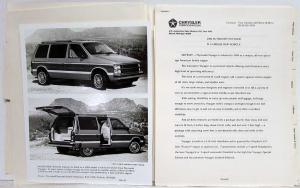 1984 Chrysler Plymouth Media Information Press Kit