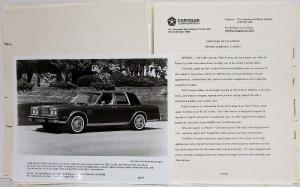1984 Chrysler Plymouth Media Information Press Kit