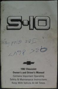 1982 Chevrolet S10 Pickup Truck Gas Owner Manual