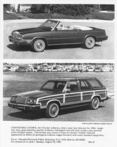 1984 Chrysler LeBaron Convertible and Wagon Press Photo 0114