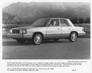 1984 Plymouth Reliant Press Photo 0125