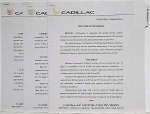 1993 Cadillac Media Information Press Kit - Allante DeVille 60S Seville Eldorado