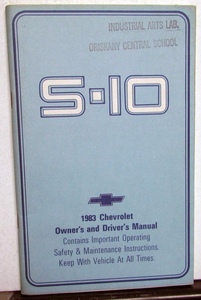 1983 Chevrolet S10 Pickup Truck Gas Owners Manual