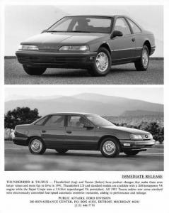 1991 Ford Thunderbird and Taurus Press Photo 0361