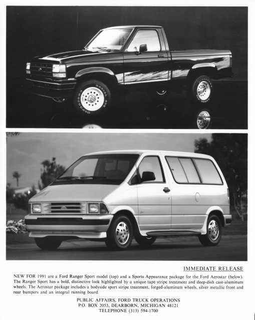 1991 Ford Ranger Sport and Aerostar Press Photo 0367