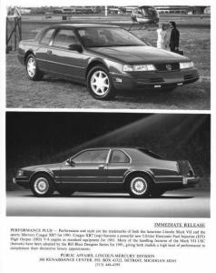 1991 Lincoln Mark VII and Mercury Cougar XR-7 Press Photo 0085