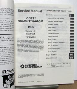 1995 Dodge Colt & Eagle Summit Wagon Dealer Service Shop Repair Manual Set
