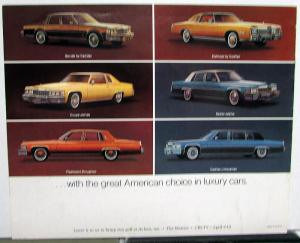 1977 Cadillac Fleetwood Deville Eldorado Seville Sales Brochure XL Mailer Orig