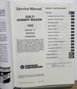 1996 Dodge Colt & Eagle Summit Wagon Dealer Service Shop Repair Manual Set