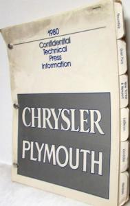 1980 Chrysler Plymouth CONFIDENTIAL Technical Press Information