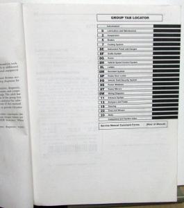 1996 Chrysler Sebring Convertible Dealer Service Shop Repair Manual Supplement