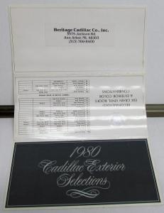 1980 Cadillac Exterior Paint & Vinyl Colors Selection Sales Folder Original