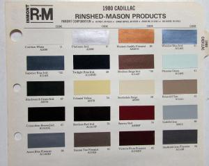 1980 Cadillac Color Chips by RM Paint Chip Samples Leaflet
