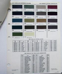 1981 Cadillac Color Paint Chips by DuPont Sheets Original