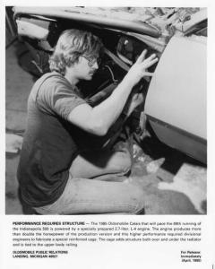 1985 Oldsmobile Cutlass Calais Indy 500 Pace Car Reinforcement Press Photo 0333