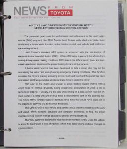 2000 Toyota Full Line Media Information Press Kit - Celica Land Cruiser 4Runner