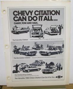 1980 Chevrolet Car Dealer Album Competitive Comparison Camaro Monte Carlo Impala
