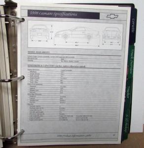 1998 Chevrolet Product Info Guide Camaro Monte Carlo S10 Corvette C/K Blazer