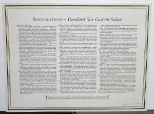 1927 Studebaker Standard Six Custom Sedan Dealer Sales Brochure Folder Original