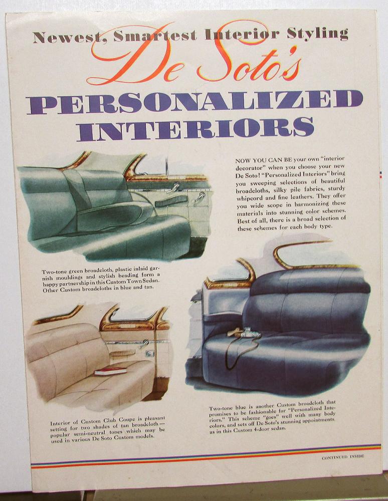 1942 De Soto Dealer Brochure Personalized Interiors & Fifth Avenue Ensemble