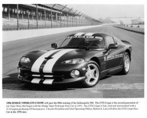 1996 Dodge Viper GTS Coupe Indianapolis 500 Pace Car Press Photo 0301