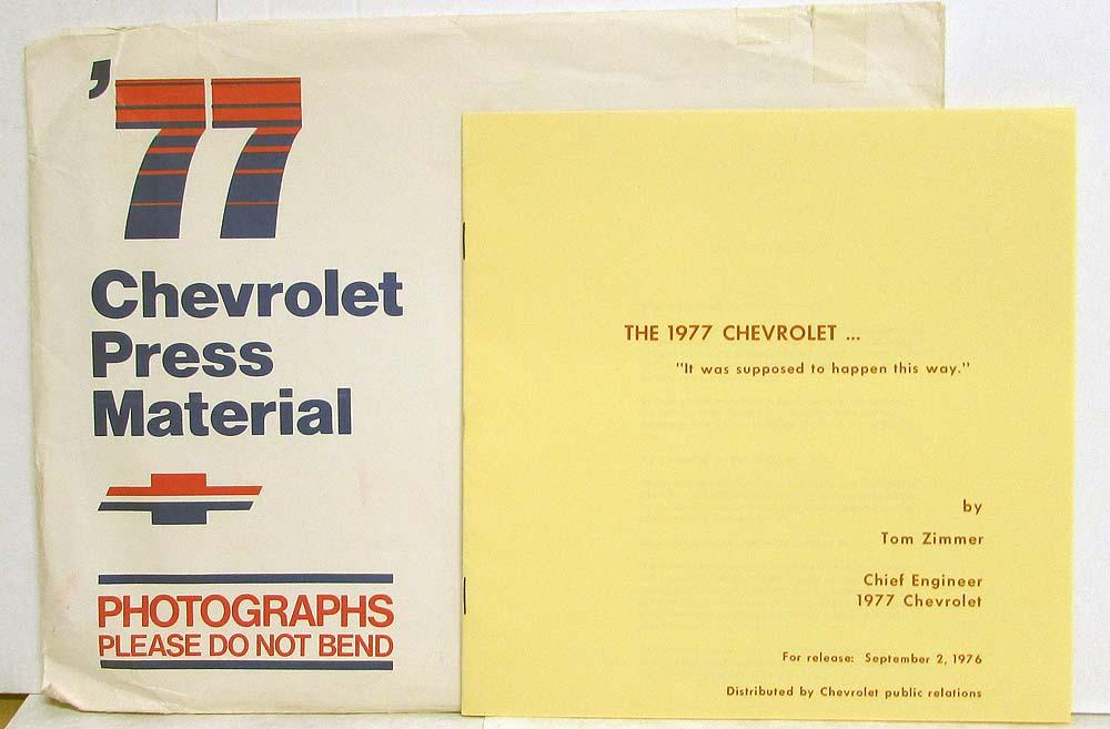 1977 Chevrolet Media Information Press Kit - Corvette Camaro Impala ...