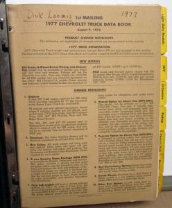 1977 Chevrolet Trucks Dealer Album Data Book Lt Duty LUV El Camino PickUp Blazer