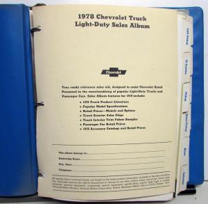 1978 Chevrolet Trucks Data Book Light Duty LUV El Camino PickUp Blazer