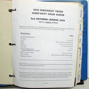1978 Chevrolet Trucks Data Book Light Duty LUV El Camino PickUp Blazer