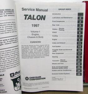 1997 Eagle Talon Dealer Service Shop Repair Manual 2 Volume Set Original