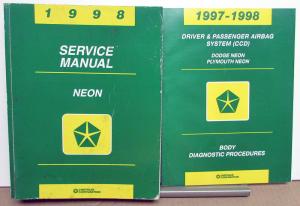 1998 Dodge Plymouth Neon Dealer Service Shop Repair Manual Set Original