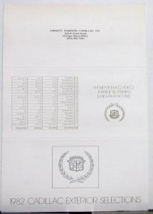 1982 Cadillac Exterior Paint Chips Selections Sales Folder Original