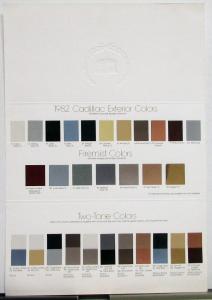 1982 Cadillac Exterior Paint Chips Selections Sales Folder Original