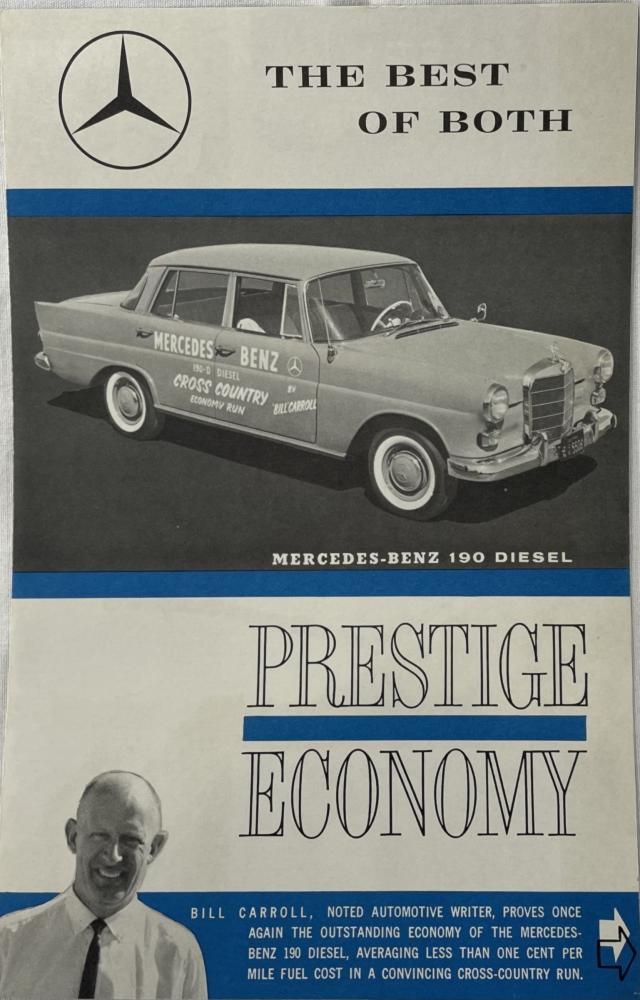 1963 Mercedes-Benz Model 190 Diesel Best of Both Prestige Economy Sales Brochure