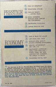 1963 Mercedes-Benz Model 190 Diesel Best of Both Prestige Economy Sales Brochure