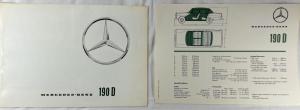 1963 Mercedes-Benz 190D Sales Brochure Large Folder with Spec Data Sheet P2233/4