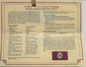 1981 Cadillac Engine Value Protection V8 6 4 Sales Folder Original