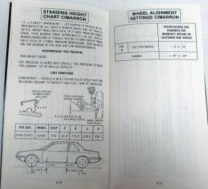 1983 Cadillac Quick Reference Specifications Guide Brochure SALESMAN ONLY ITEM