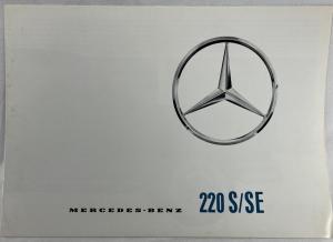 1964 Mercedes-Benz Model 220 S/SE Sales Folder Brochure with Data Sheet