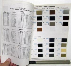 1984 Cadillac Exterior & Interior Color Paint Chips Leaflets DuPont