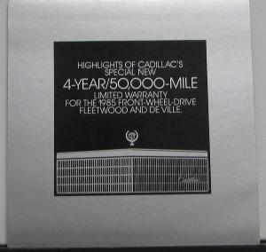 1985 Cadillac Sedan & Coupe DeVille & Fleetwood & Warranty Sales Brochure Orig