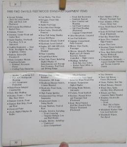 1985 Cadillac FWD DeVille & Fleetwood Comparison Pocket Guide DEALER ONLY ITEM