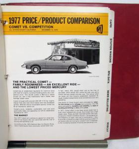 1977 Mercury Product Facts Book Marquis Cougar Monarch Comet Bobcat Capri