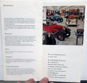 1966-1967 Mercedes-Benz European Delivery Program Brochure