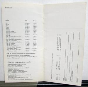 1966-1967 Mercedes-Benz European Delivery Program Brochure