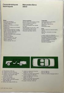 1966 Mercedes-Benz Model 200 D Sales Folder Brochure - French Text
