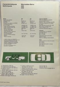 1966 Mercedes-Benz 200 230 Sales Folder Brochure - French Text