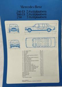 1981 Mercedes-Benz 240D 300D 250 7-8 Seat Limousine Sales Brochure - Dutch Text