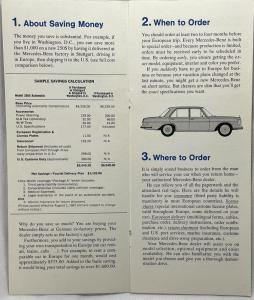 1968 Mercedes-Benz Pocket Guide to European Delivery Sales Brochure